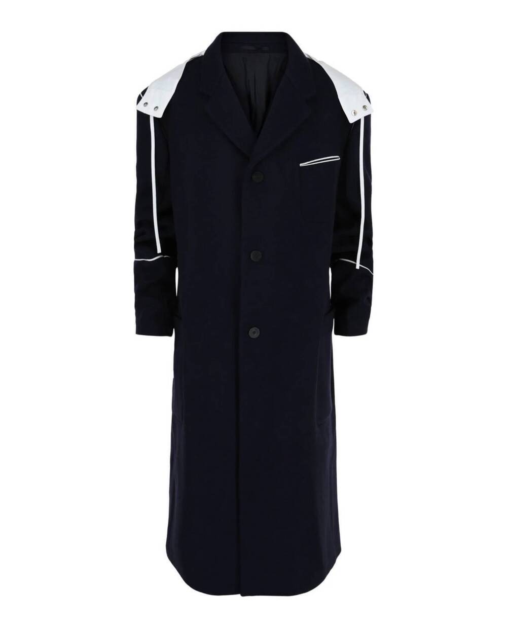 NEW SALVATORE FERRAGAMO men's single-breasted hooded coat in blue white